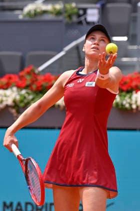 April 24, 2026, Madrid, Madrid, Spain: ELENA RYBAKINA of Kazakhstan †YONEX during the Mutua Madrid Open 2026, ATP, Tennis Herren Masters 1000 and WTA, Tennis Damen 1000 tennis tournament, celebrated at Caja Magica on April 24, 2026 in Madrid, Spain. Mutua Madrid Open 2026 - Day 5 (04.24.26) - ZUMAc312 20260424_zsp_c312_369 Copyright: xOscarxManuelxSanchezx