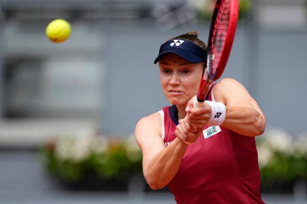 April 24, 2026, Madrid, Madrid, Spain: Elena Rybakina of Kazakhstan plays against Elena-Gabriela Ruse of Romania during the Mutua Madrid Open 2026, ATP, Tennis Herren Masters 1000 and WTA, Tennis Damen 1000, at La Caja Magica on April 24, 2026 in Madrid, Spain. Madrid Spain - ZUMAa181 20260424_zaa_a181_162 Copyright: xOscarxJ.xBarrosox