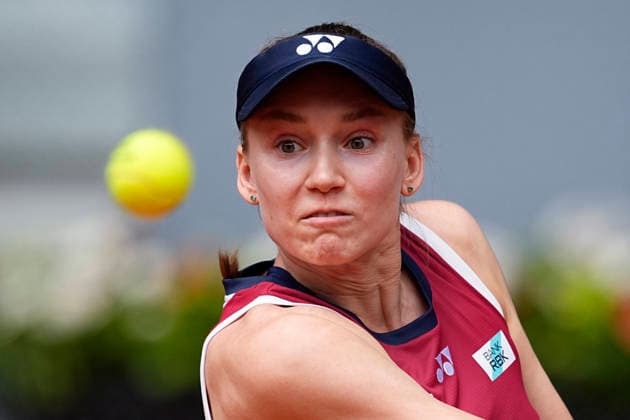 April 24, 2026, Madrid, Madrid, Spain: Elena Rybakina of Kazakhstan plays against Elena-Gabriela Ruse of Romania during the Mutua Madrid Open 2026, ATP, Tennis Herren Masters 1000 and WTA, Tennis Damen 1000, at La Caja Magica on April 24, 2026 in Madrid, Spain. Madrid Spain - ZUMAa181 20260424_zaa_a181_161 Copyright: xOscarxJ.xBarrosox