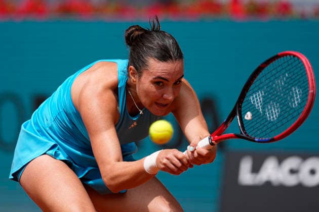 April 24, 2026, Madrid, Madrid, Spain: Elena-Gabriela Ruse of Romania plays against Elena Rybakina of Kazakhstan during the Mutua Madrid Open 2026, ATP, Tennis Herren Masters 1000 and WTA, Tennis Damen 1000, at La Caja Magica on April 24, 2026 in Madrid, Spain. Madrid Spain - ZUMAa181 20260424_zaa_a181_156 Copyright: xOscarxJ.xBarrosox