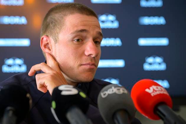 Evenepoel Remco of Red Bull BORA Hansgrohe - press conference, PK, Pressekonferenz LIEGE, BELGIUM - APRIL 24 : Evenepoel Remco (BEL) of Red Bull BORA Hansgrohe speaking with the media during a press conference prior to the 112th edition of Liege Bastogne Liege an UCI World Tour 1.UWT one day cycling road race for Men Elite of 260 km with start in Liege and finish in Liege on April 24, 2026 in Liege, Belgium, 24 04 2026 ( Motordriver Guy De Vuyst - Liege Belgium  Copyright: xSesx