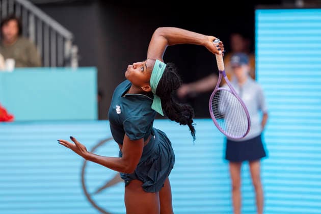 Mutua Madrid Open - Day Five MADRID, SPAIN - APRIL 24: Coco Gauff of the United States in action against Leolia Jeanjean of France in the second round match during the Mutua Madrid Open 2026 tournament celebrated at La Caja Magica on April 24, 2026 in Madrid, Spain. Madrid La Caja Magica Madrid Spain Copyright: xAlbertoxGardinx AGardin_20260424_Tennis_Madrid_Day5_0586
