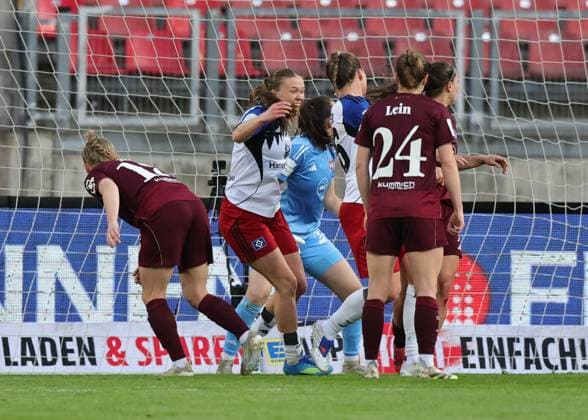 24 04 2026 Soccer Season 2025 2026 1 Women Soccer Bundesliga 23 Matchday 1 FC Nürnberg FCN Club Hamburger SV HSV Sportfoto Zink DaMa xdaxmax Jubel Freude Torjubel nach Tor zum 0 1 Annaleen Katharina Böhler 6, Hamburger SV jubelt freue sich Torschütze Annaleen Katharina Böhler 6, Hamburger SV