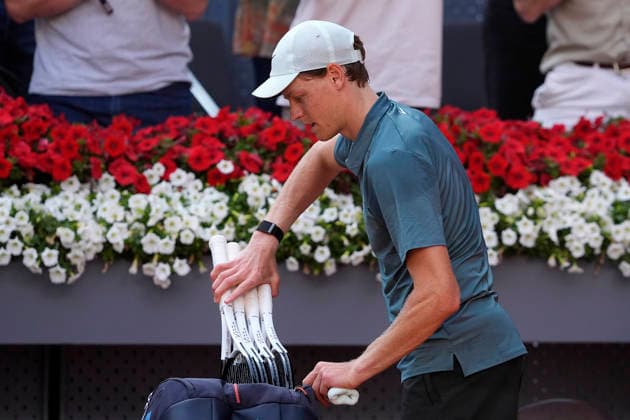 Jannik Sinner, Italy, during Madrid Open Tennis 2025 match. April 24, 2026. (202604241014)