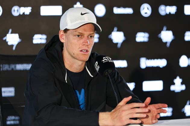 April 24, 2026, Madrid, Madrid, Spain: Jannik Sinner of Italy attends his press conference, PK, Pressekonferenz during the Mutua Madrid Open 2026, ATP, Tennis Herren Masters 1000 and WTA, Tennis Damen 1000, at La Caja Magica on April 24, 2026 in Madrid, Spain. Madrid Spain - ZUMAa181 20260424_zaa_a181_362 Copyright: xIrinaxR.xHipolitox