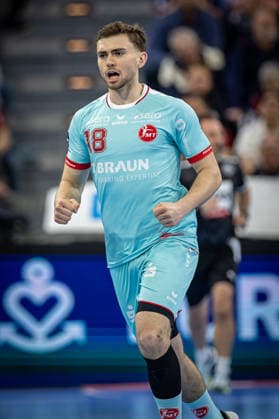 DAIKIN HBL SG Flensburg Handewitt vs MT Melsungen 24 04 26 Florian Drosten No 18, MT Melsungen DAIKIN HBL SG Flensburg Handewitt vs MT Melsungen, GP JOULE Arena on 24 04 26 Copyright: xBEAUTIFULxSPORTS MarioxM.xKobergx