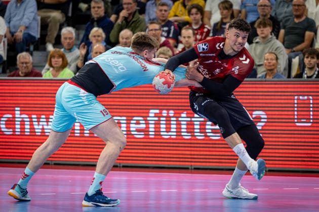 DAIKIN HBL SG Flensburg Handewitt vs MT Melsungen 24 04 26 Reynir Thor Stefansson No 19, MT Melsungen vs Marko Grgic No 17, SG Flensburg Handewitt DAIKIN HBL SG Flensburg Handewitt vs MT Melsungen, GP JOULE Arena on 24 04 26 Copyright: xBEAUTIFULxSPORTS MarioxM.xKobergx