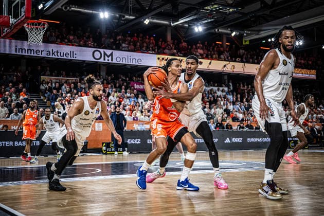 1 Basketball Bundesliga, easyCredit BBL, Season 2025 2026, Men, Main Round, 31 Matchday, 24 04 2026, RASTA Vechta Löwen Braunschweig Alonzo Verge 11 RASTA Vechta in action Vechta RASTA Dome Lower Saxony Germany