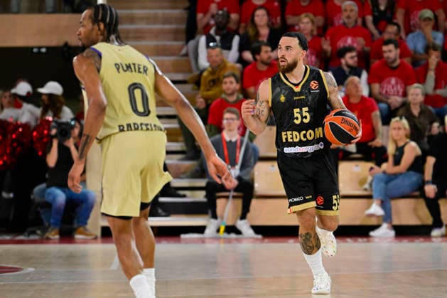BASKET-BALL : AS Monaco VS FC Barcelona, Barca - Play-in EuroLeague - 24 04 2026 Mike James (ASM) - Play-in EuroLeague match between AS Monaco and FC Barcelona on April 24, 2026 at the Gaston-MÃ decin sports hall in Monaco. MonacoMonaco  Copyright: xWilliamxCannarellax