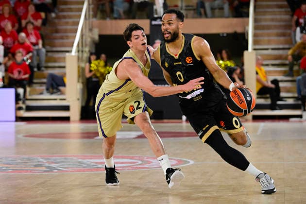 BASKET-BALL : AS Monaco VS FC Barcelona, Barca - Play-in EuroLeague - 24 04 2026 Elie Okobo (ASM) - Play-in EuroLeague match between AS Monaco and FC Barcelona on April 24, 2026 at the Gaston-MÃ decin sports hall in Monaco. MonacoMonaco  Copyright: xWilliamxCannarellax