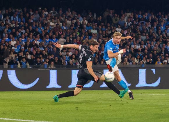 April 24, 2026, Napoli, Campania, ITALIA: Goal the Rasmus Hojlund of SSC Napoli During the football match on April 24, 2026, valid for the Italian Serie A - 2025 26 championship in Naples at the Diego Armando Maradona Stadium between SSC Napoli and US Cremonese.Pictured: Serie A Football Match - 2025 26 Napoli Vs. Cremonese  - ZUMAs236 20260424_aap_s236_044 Copyright: xFabioxSassox