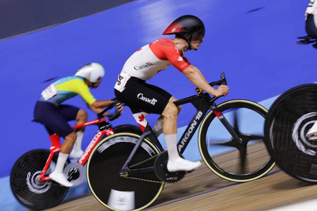 UCI Track World Cup: Nilai Picture by Alex Whitehead SWpix.com - 25 04 2026 - Cycling - UCI Track World Cup: Nilai - Velodrom Nasional Malaysia, Nilai, Malaysia - Men™s Omnium - Scratch Race 1 4 - Jonathan Hinse (Canada) Nilai Velodrom Nasional Malaysia Malaysia Copyright: x xSWpix.comx(t axPhotographyxHubxLtd)xAlexxWhitehead SWpix.comx SWP-3030-13109
