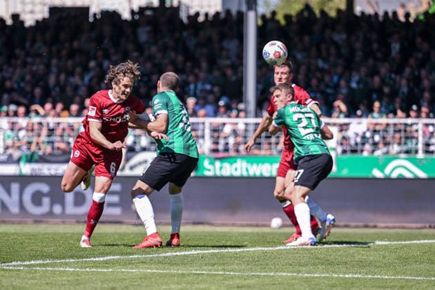 25 04 2026, Soccer, 2 Bundesliga, Matchday 31 Season 2025 2026, Preußen Münster DSC Arminia Bielefeld, Mael Corboz DSC Arminia Bielefeld scores the goal for 1 3, xRHR PHOTO TKx Copyright: RHR-FOTOx RHR-FOTO TK