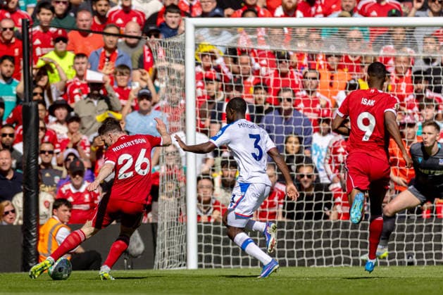 Football - FA Premier League - Liverpool FC v Crystal Palace FC LIVERPOOL, ENGLAND - Saturday, April 25, 2026: Liverpool s Andy Robertson scores the second goal during the FA Premier League match between Liverpool FC and Crystal Palace FC at Anfield. (Photo by David Rawcliffe Propaganda) LIVERPOOL Anfield MERSEYSIDE ENGLAND  Copyright: xDavidxRawcliffex P2026-04-25-Liverpool_Crystal_Palace-59