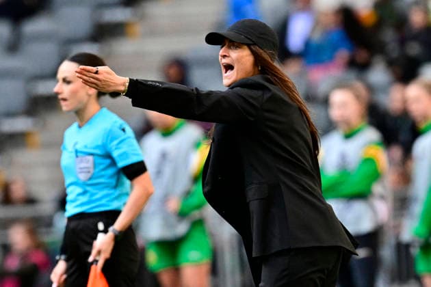 STOCKHOLM, SWEDEN 20260425 Häckens coach Elena Sadiku during the first final match of the Europa Cup between Hammarby and Häcken at 3Arena STOCKHOLM SWEDEN x10030x  Copyright: xJonasxEkströmer TTx FINAL EUROPA CUP HAMMARBY-HÄCKEN