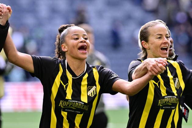 STOCKHOLM, SWEDEN 20260425 Häcken s goal scorer Felicia Schröder is happy after winning 0 1 during the first final match of the European Cup between Hammarby and Häcken at 3Arena STOCKHOLM SWEDEN x10030x  Copyright: xJonasxEkströmer TTx FINAL EUROPEAN CUP HAMMARBY HACKS