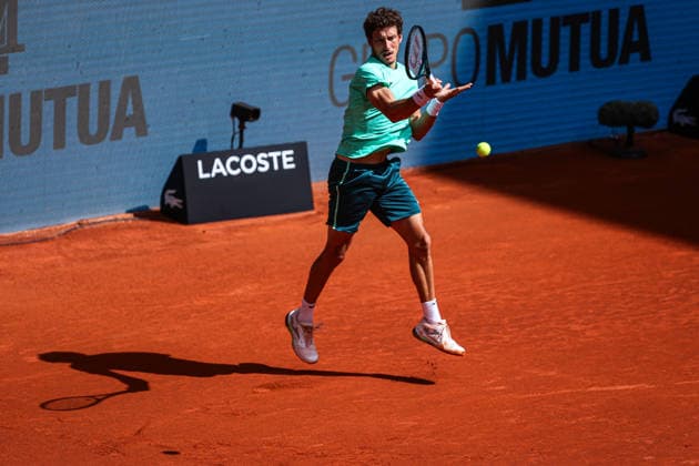 Mutua Madrid Open 2026 - Day 6 Pablo Carreno Busta of Spain competes against Alejandro Davidovich Fokina of Spain during their Men s Singles match on Day Six of the Mutua Madrid Open at La Caja Magica on April 25, 2026, in Madrid, Spain. Madrid Madrid Spain  Copyright: xMiguelxReisx originalFilename:reis-notitle260425_np9mz.jpg