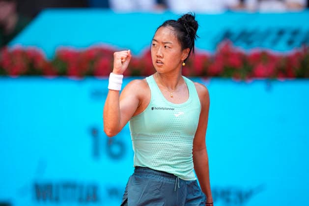 April 25, 2026, Madrid, Madrid, Spain: Ann Li of USA reacts against Iga Swiatek of Poland during the Mutua Madrid Open 2026, ATP, Tennis Herren Masters 1000 and WTA, Tennis Damen 1000, at La Caja Magica on April 25, 2026 in Madrid, Spain. Mutua Madrid Open 2026 - Day 6 - ZUMAa181 20260425_zaa_a181_162 Copyright: xOscarxJ.xBarrosox