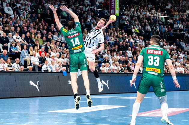 25 04 2026, xdobgx, Handball Daikin HBL, THW Kiel SC DHfK Leipzig v l Marko MamiÄ‡ SC DHfK Leipzig Verein, 14 , Nikola Bilyk Kiel, 53 throwing, in action, throwing Kiel