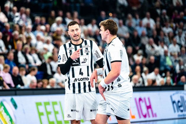 25 04 2026, xdobgx, Handball Daikin HBL, THW Kiel SC DHfK Leipzig v l Domagoj Duvnjak Kiel, 4 , Lukas Laube Kiel, 20 in conversation, in conversation Kiel
