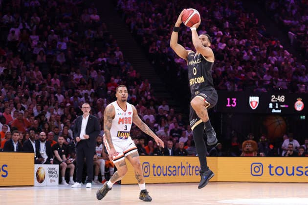 BASKETBALL : Le Mans Vs Monaco - Finale coupe de France masculine - 25 04 2026 Elie Okobo (Monaco) Vs Travante Williams (Le Mans) ParisFrance  Copyright: xMichaelxBaucherx