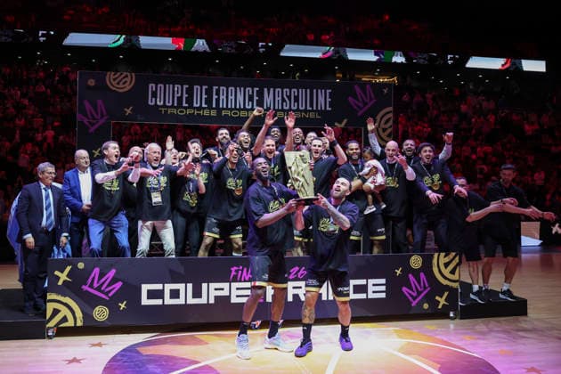 BASKETBALL : Le Mans Vs Monaco - Finale coupe de France masculine - 25 04 2026 Joie Monaco ParisFrance  Copyright: xMichaelxBaucherx