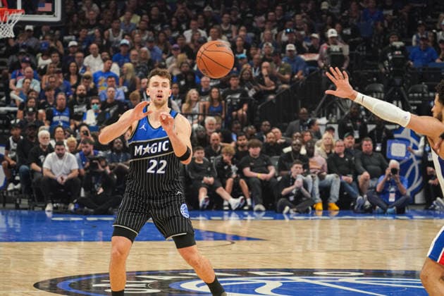 Detroit Pistons at Orlando Magic, Orlando, Florida, USA Orlando, Florida, USA, April 25, 2026, Orlando Magic s Franz Wagner 22 receives a pass at the Kia Center. Copyright: xMartyxJean-Louisx