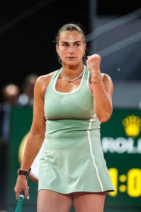Mutua Madrid Open 2026 - Day 6 Aryna Sabalenka of Belarus celebrates during her Women s Singles match against Jaqueline Cristian of Romania on Day Six of the Mutua Madrid Open at La Caja Magica in Madrid, Spain, on April 25, 2026. Madrid Spain  Copyright: xMiguelxReisx originalFilename:reis-notitle260425_npYrX.jpg