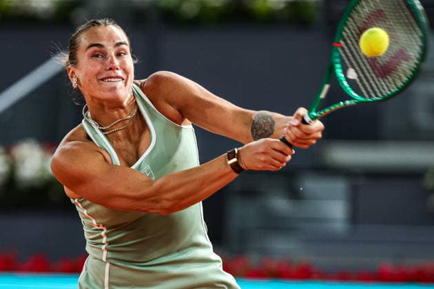 Mutua Madrid Open 2026 - Day 6 Aryna Sabalenka of Belarus competes against Jaqueline Cristian of Romania during their Women s Singles match on Day Six of the Mutua Madrid Open at La Caja Magica on April 25, 2026, in Madrid, Spain. Madrid Spain  Copyright: xMiguelxReisx originalFilename:reis-notitle260425_npfGt.jpg