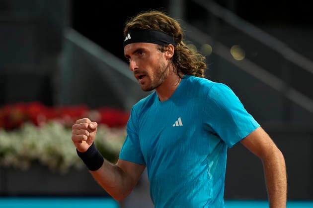 Stefanos Tsitsipas, Greece, during Madrid Open Tennis 2025 match. April 25, 2026. (202604251031)
