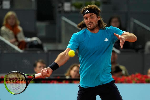 Stefanos Tsitsipas, Greece, during Madrid Open Tennis 2025 match. April 25, 2026. (202604251039)
