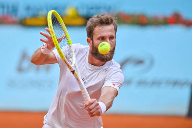 April 25, 2026, Madrid, Madrid, Spain: CORENTIN MOUTET of France †CELIO during the Mutua Madrid Open 2026, ATP, Tennis Herren Masters 1000 and WTA, Tennis Damen 1000 tennis tournament, celebrated at Caja Magica on April 24, 2026 in Madrid, Spain. Mutua Madrid Open 2026 - Day 6 (04.25.26) - ZUMAc312 20260425_zsp_c312_458 Copyright: xOscarxManuelxSanchezx