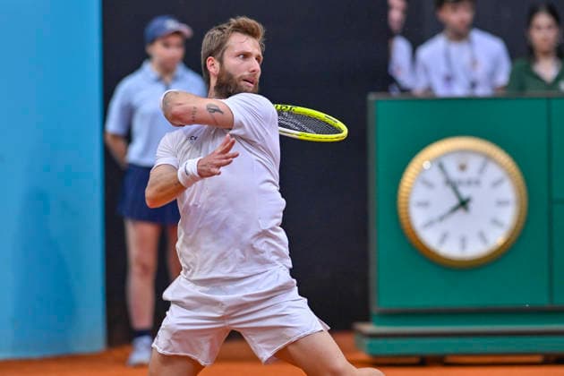 April 25, 2026, Madrid, Madrid, Spain: CORENTIN MOUTET of France †CELIO during the Mutua Madrid Open 2026, ATP, Tennis Herren Masters 1000 and WTA, Tennis Damen 1000 tennis tournament, celebrated at Caja Magica on April 24, 2026 in Madrid, Spain. Mutua Madrid Open 2026 - Day 6 (04.25.26) - ZUMAc312 20260425_zsp_c312_440 Copyright: xOscarxManuelxSanchezx