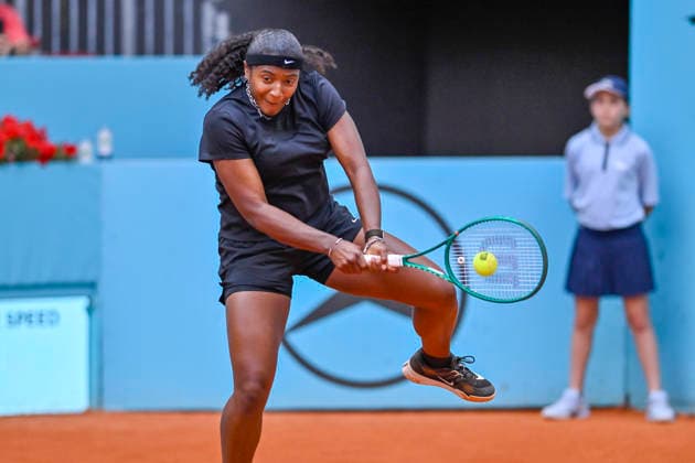 April 25, 2026, Madrid, Madrid, Spain: HALLEY BAPTISTE of united states during the Mutua Madrid Open 2026, ATP, Tennis Herren Masters 1000 and WTA, Tennis Damen 1000 tennis tournament, celebrated at Caja Magica on April 24, 2026 in Madrid, Spain. Mutua Madrid Open 2026 - Day 6 (04.25.26)  - ZUMAc312 20260425_zsp_c312_400 Copyright: xOscarxManuelxSanchezx