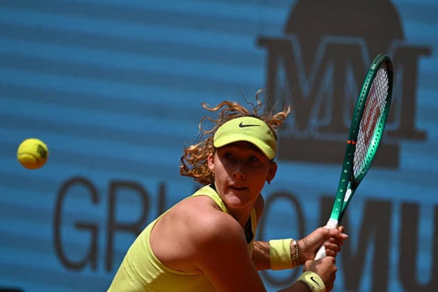 Mutua Madrid Open - Mirra Andreeva Mirra Andreeva (RUS) during her second round match at the Mutua Madrid Open in Madrid , Spain, on April, 25, 2026. Photo by Corinne Dubreuil ABACAPRESS.COM Madrid Spain  Copyright: xDubreuilxCorinne ABACAx