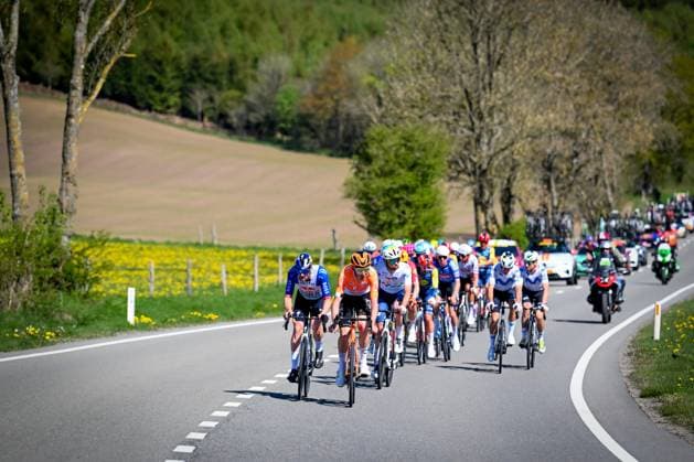 Belgian Laurens De Plus of INEOS Grenadiers pictured in action during the men elite race of the Liege-Bastogne-Liege UCI World Tour one day cycling race, 259,5km from Liege, over Bastogne to Liege, Sunday 26 April 2026. MAARTENxSTRAETEMANS  x172061886x