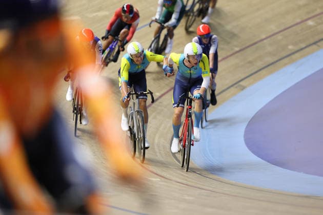 UCI Track World Cup: Nilai Picture by Alex Whitehead SWpix.com - 26 04 2026 - Cycling - UCI Track World Cup: Nilai - Velodrom Nasional Malaysia, Nilai, Malaysia - Men s Madison - Final - Ramis Dinmukhametov (Kazakhstan) and Ilya Karabutov (Kazakhstan) Copyright: x xSWpix.comx(t axPhotographyxHubxLtd)xAlexxWhitehead SWpix.comx SWP-3030-13308