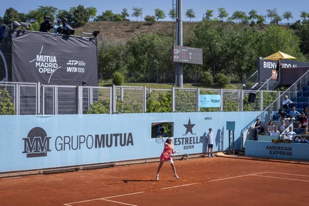 Mutua Madrid Open tennis tournament MADRID, SPAIN - APRIL 26: Turkish tennis player Zeynep Sonmez in action against Argentine s Solana Sierra (not seen) during the WTA, Tennis Damen women s singles third-round match of the Mutua Madrid Open at Caja Magica in Madrid, Spain, on April 26, 2026. Alberto Gardin Anadolu Madrid Spain. Editorial use only. Please get in touch for any other usage.  Copyright: x2026xAnadoluxAlbertoxGardinx