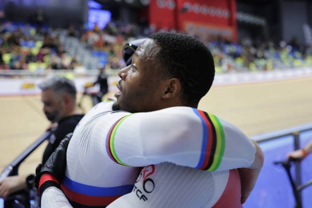 UCI Track World Cup: Nilai Picture by Alex Whitehead SWpix.com - 26 04 2026 - Cycling - UCI Track World Cup: Nilai - Velodrom Nasional Malaysia, Nilai, Malaysia - Men s Sprint - Final for Gold - Harrie Lavreysen (Netherlands) wins the Gold Medal, Nicholas Paul (Trinidad and Tobago) Copyright: x xSWpix.comx(t axPhotographyxHubxLtd)xAlexxWhitehead SWpix.comx SWP-3030-13350