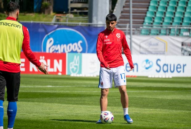 Germany 3 Liga 2025 2026 FC Viktoria Köln vs FC Energie Cottbus 35 Matchday Sportpark Höhenberg Stadion Köln at Warm Up Can Moustfa FC Energie Cottbus, 17 Single photo Copyright: xOrhanxHabashx