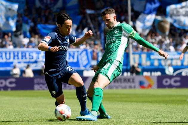 Koji Miyoshi VfL Bochum and Branimir Hrgota SpVgg Greuther Fuerth battle for the ball during the 2 Bundesliga match between VfL Bochum and SpVgg Greuther Fuerth, Vonovia Ruhrstadion on April 26, 2026 in Bochum, Germany, Germany Photo by Max Maiwald DeFodi Images Koji Miyoshi VfL Bochum and Branimir Hrgota SpVgg Greuther Fuerth battle for the ball during the 2 Bundesliga match between VfL Bochum and SpVgg Greuther Fürth at Vonovia Ruhrstadion on April 26, 2026 in Bochum, Germany Photo by Max Maiwald DeFodi Images Photo by Max Maiwald DeFodi Images