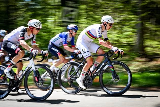 Slovenian Tadej Pogacar of UAE Team Emirates-XRG pictured in action during the men elite race of the Liege-Bastogne-Liege UCI World Tour one day cycling race, 259,5km from Liege, over Bastogne to Liege, Sunday 26 April 2026. MAARTENxSTRAETEMANS  x172076050x