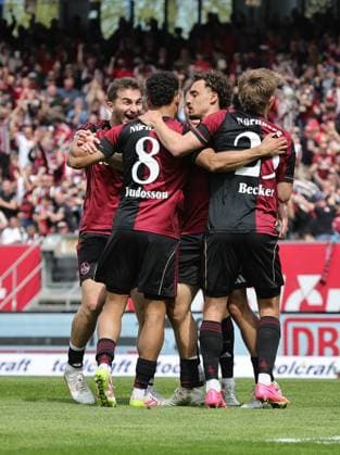 26 04 2026 Soccer Season 2025 2026 2 Soccer Bundesliga 31 Matchday 1 FC Nürnberg FCN Club 1 FC Magdeburg FCM Sportfoto Zink DaMa xdaxmax DFL regulations prohibit any use of photographs as image sequences and or quasi video only for editorial use Jubel Freude Torjubel nach Tor zum 1 0 Rafael Lubach 18, 1 FC Nürnberg FCN und Mannschaft Team jubelt freut sich Torschütze Rafael Lubach 18, 1 FC Nürnberg FCN