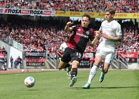 26 04 2026 Soccer Season 2025 2026 2 Soccer Bundesliga 31 Matchday 1 FC Nürnberg FCN Club 1 FC Magdeburg FCM Sportfoto Zink DaMa xdaxmax DFL regulations prohibit any use of photographs as image sequences and or quasi video only for editorial use Julian Justvan 10, 1 FC Nürnberg FCN Marcus Mathisen 16, 1 FC Magdeburg FCM