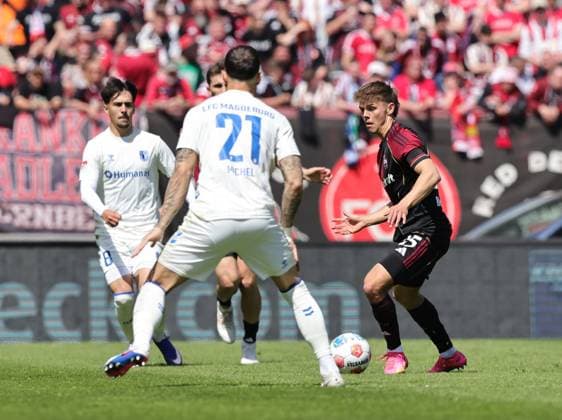 26 04 2026 Soccer Season 2025 2026 2 Soccer Bundesliga 31 Matchday 1 FC Nuremberg FCN Club 1 FC Magdeburg FCM Sportfoto Zink DaMa xdaxmax DFL regulations prohibit any use of photographs as image sequences and or quasi video only for editorial use Falko Michel 21, 1 FC Magdeburg FCM Finn Ole Becker 25, 1 FC Nuremberg FCN