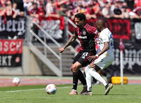 26 04 2026 Soccer Season 2025 2026 2 Soccer Bundesliga 31 Matchday 1 FC Nürnberg FCN Club 1 FC Magdeburg FCM Sportfoto Zink DaMa xdaxmax DFL regulations prohibit any use of photographs as image sequences and or quasi video only for editorial use Adriano Grimaldi 33, 1 FC Nürnberg FCN Silas Gnaka 25, 1 FC Magdeburg FCM