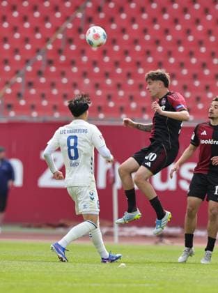 26 04 2026 Soccer Season 2025 2026 2 Soccer Bundesliga 31 Matchday 1 FC Nuremberg FCN Club 1 FC Magdeburg FCM Sportfoto Zink DaMa xdaxmax DFL regulations prohibit any use of photographs as image sequences and or quasi video only for editorial use Laurin Ulrich 8, 1 FC Magdeburg FCM Javier Fernandez 20, 1 FC Nuremberg FCN