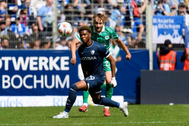 Jannik Dehm SpVgg Greuther Fuerth and Farid Alfa Ruprecht VfL Bochum battle for the ball during the 2 Bundesliga match between VfL Bochum and SpVgg Greuther Fuerth, Vonovia Ruhrstadion on April 26, 2026 in Bochum, Germany Photo by Max Maiwald DeFodi Images Jannik Dehm SpVgg Greuther Fuerth and Farid Alfa Ruprecht VfL Bochum battle for the ball during the 2 Bundesliga match between VfL Bochum and SpVgg Greuther Fürth at Vonovia Ruhrstadion on April 26, 2026 in Bochum, Germany Photo by Max Maiwald DeFodi Images Photo by Max Maiwald DeFodi Images