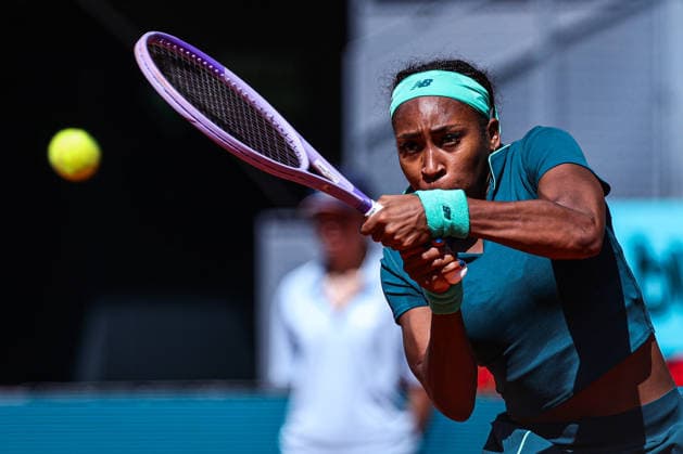 Mutua Madrid Open 2026 - Day 7 Coco Gauff of the United States competes against Sorana Cirstea of Romania during their Women s Singles match on Day Six of the Mutua Madrid Open at La Caja Magica on April 25, 2026, in Madrid, Spain. Madrid Madrid Spain  Copyright: xMiguelxReisx originalFilename:reis-notitle260426_np2rc.jpg