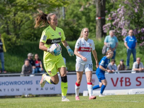 Kiara Beck VfB Stuttgart, 01 has the ball GER, VfB Stuttgart vs SV Meppen, Football, 2 Womens Bundesliga, Matchday 23, Season 2025 2026, 26 04 2026 GER, VfB Stuttgart vs SV Meppen, Football, 2 Womens Bundesliga, Matchday 23, Season 2025 2026, 26 04 2026 Stuttgart Copyright: xEibner-Pressefoto CarstenxSchwerx EP_CSG